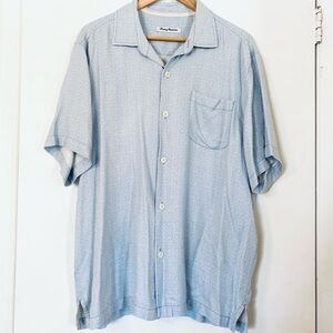 Tommy Bahama Silk Casual Button Down Shirt Blue Patterned L
